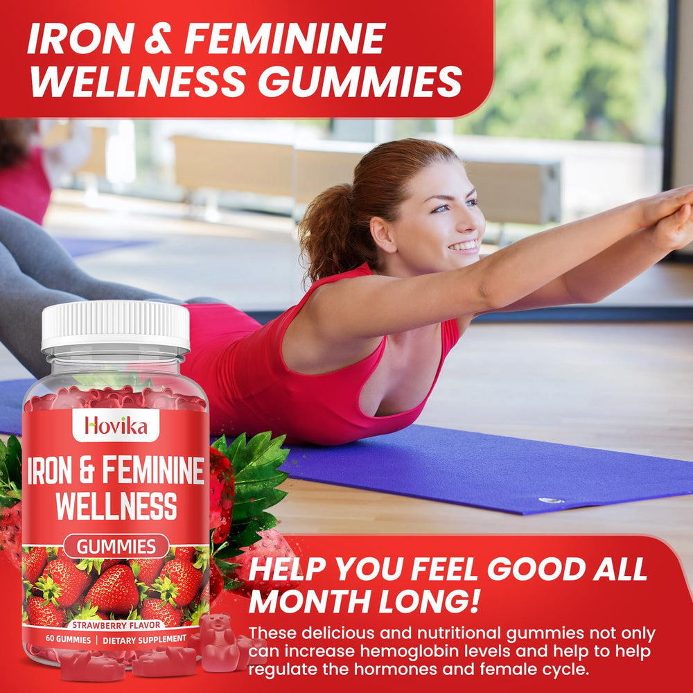 Hovika Iron for Women Gummies 2-pack packaging emphasizes value