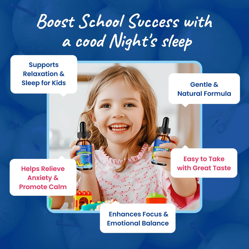 Kids taking Hovika Magnesium Liquid with delicious green apple taste.