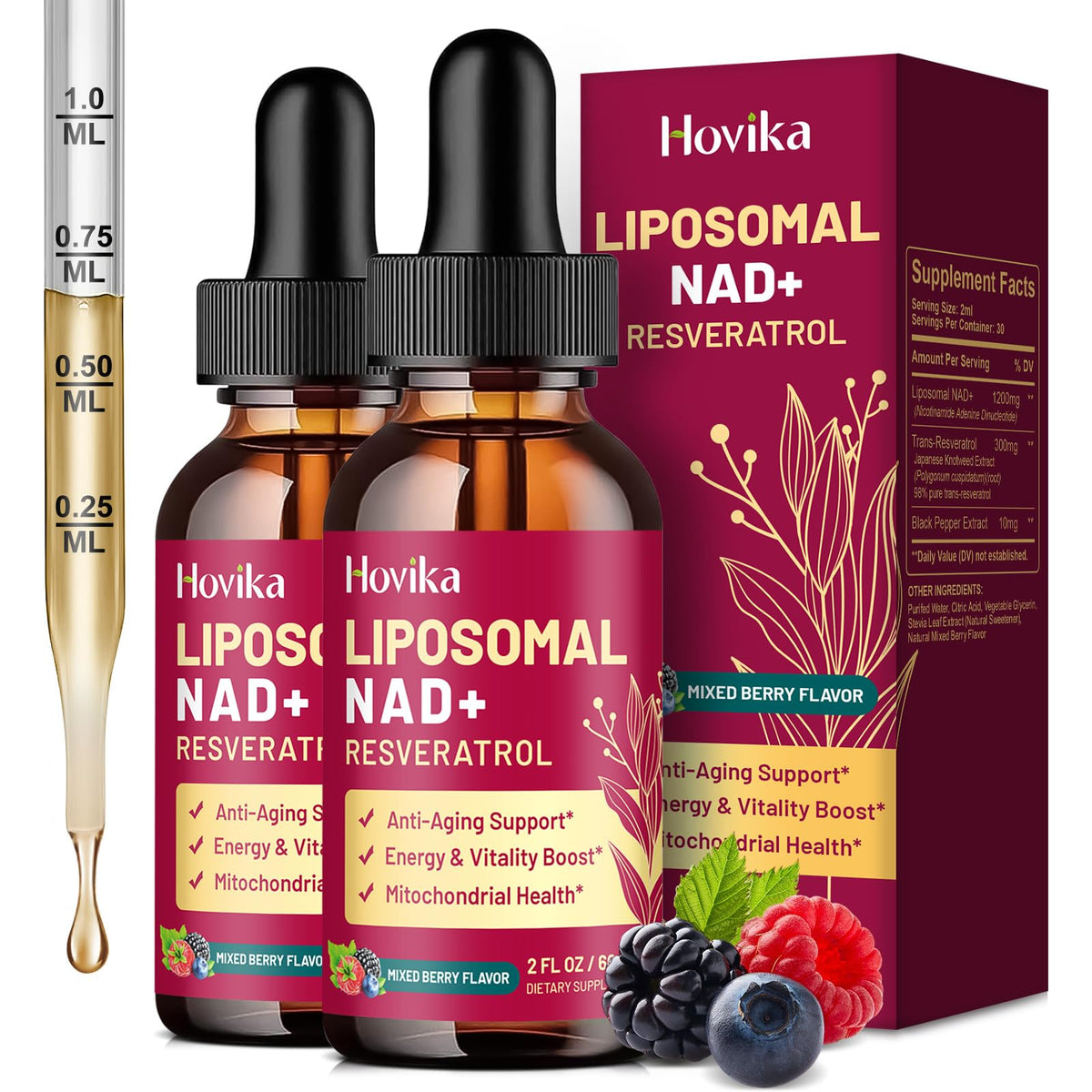 Hovika liposomal NAD 2-pack bottle ready for daily energy support
