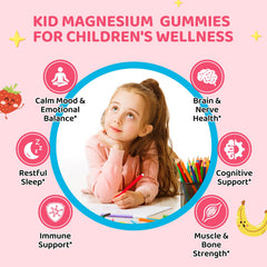 Hovika magnesium glycinate gummies kids bottle top view, easy-to-pinch shape for quick, stress-free dosing.