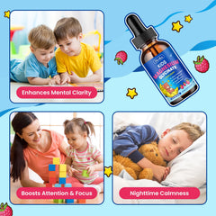 Hovika Raspberry Magnesium Drops for Kids pouring into water, quick mix with juice or water