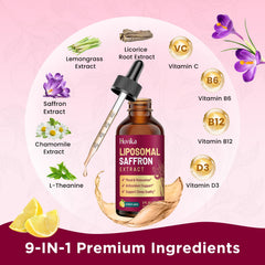 Hovika saffron drops in lemon flavor with chamomile and L-theanine for stress relief.