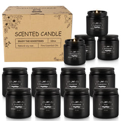 Howemon jasmine candle in black jar enhances a calming atmosphere.