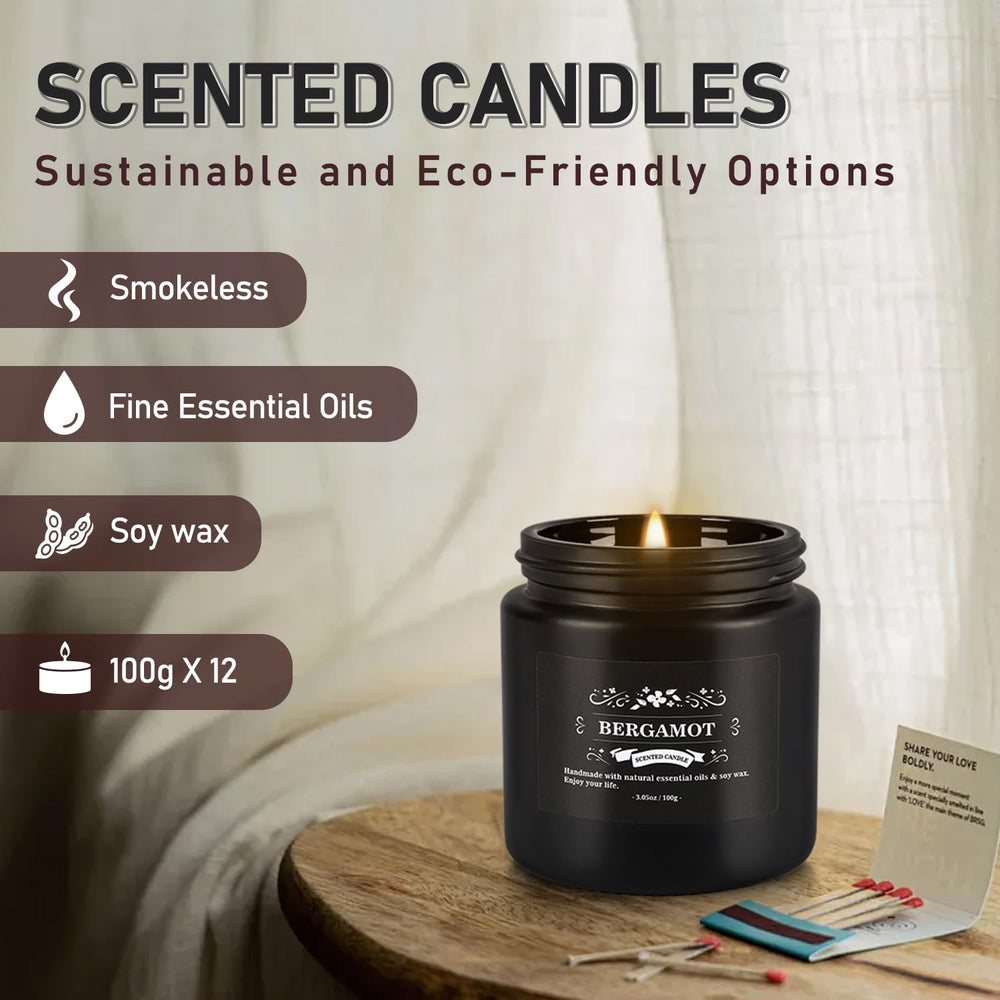 Howemon lavender candle on table adds tranquil scent for winding down.