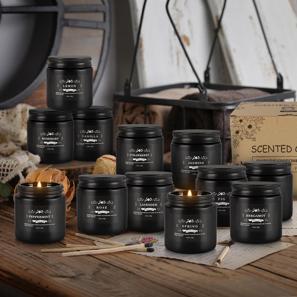 Howemon peppermint candle in black jar creates fresh, energizing ambiance.