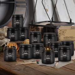 Howemon peppermint candle in black jar creates fresh, energizing ambiance.