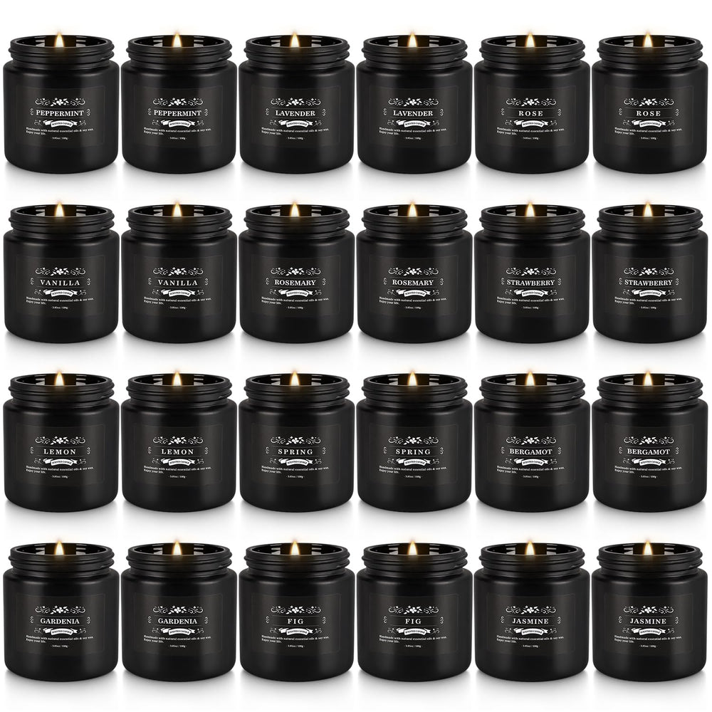 Howemon scented candle set 24-pack in black gift box for elegant home fragrance.