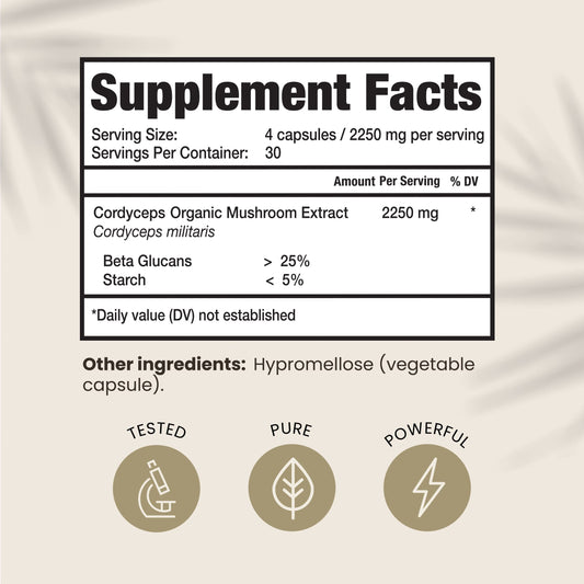 HPD Rx cordyceps capsules close-up suggests endurance benefit
