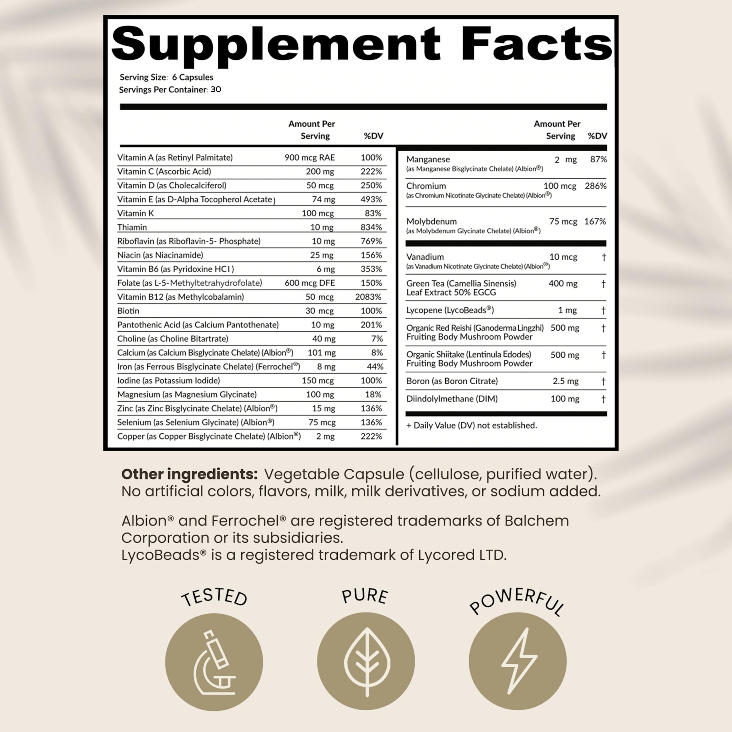 HPD Rx ONE daily dose of six capsules suggesting simple daily routine
