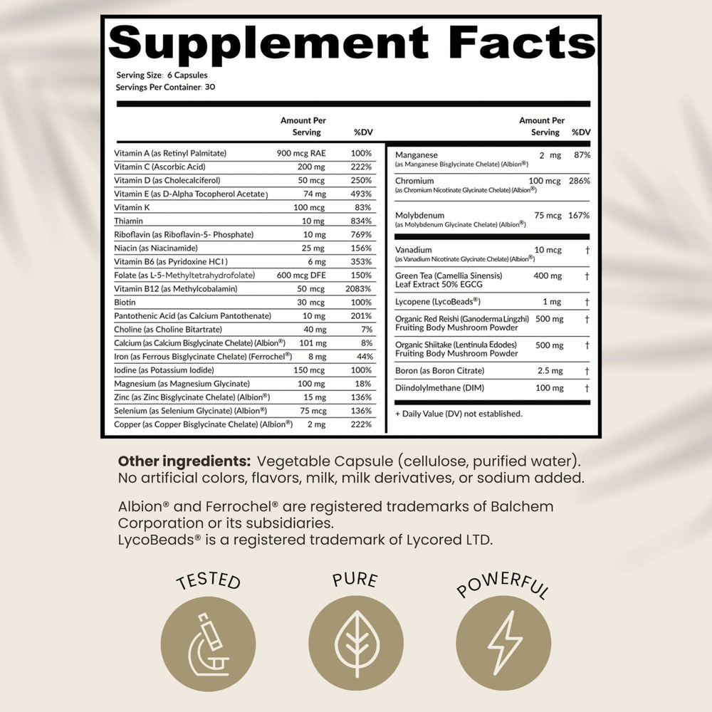 HPD Rx ONE daily dose of six capsules suggesting simple daily routine