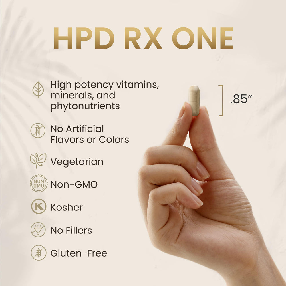 HPD Rx ONE packaging front and back highlighting key benefits and dosage