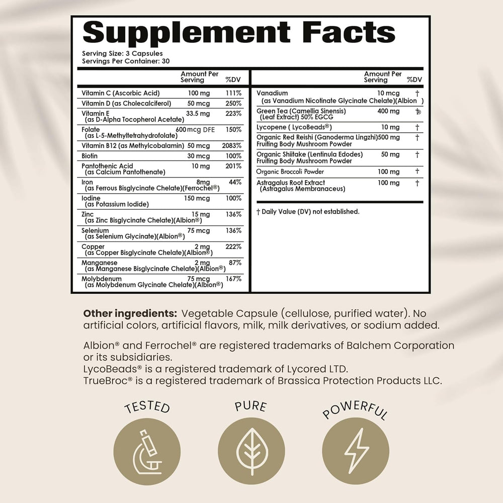 HPD Rx PAPCLEAR packaging highlights the 21-nutrient blend supporting immune function