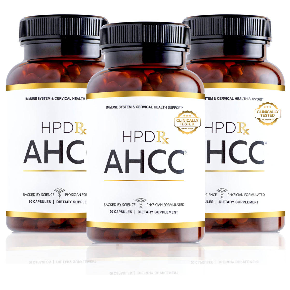 HPD Rx AHCC-Shiitake 1100 mg bottle for daily immune support