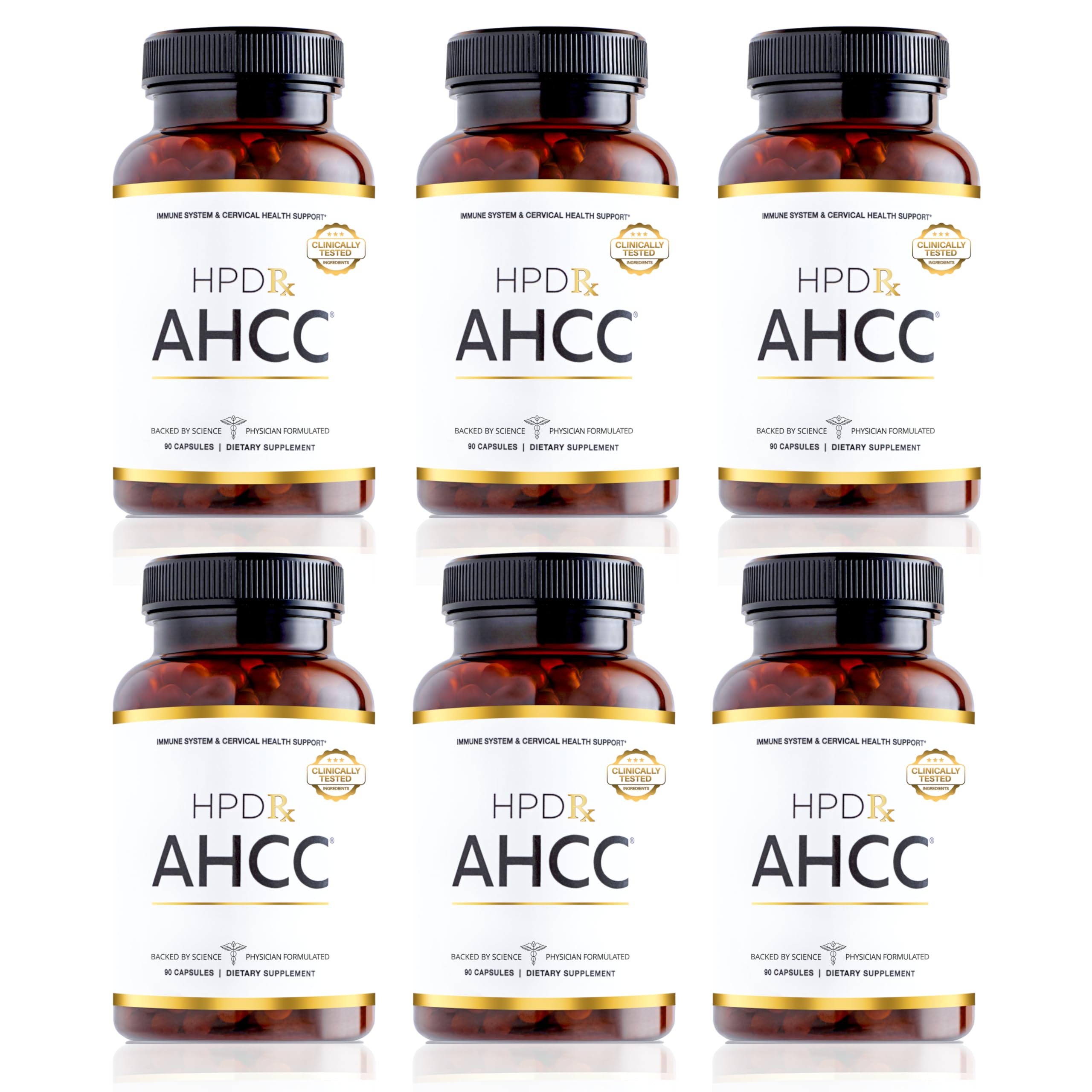 HPD Rx AHCC and shiitake bottle for daily immune support and easy routine.