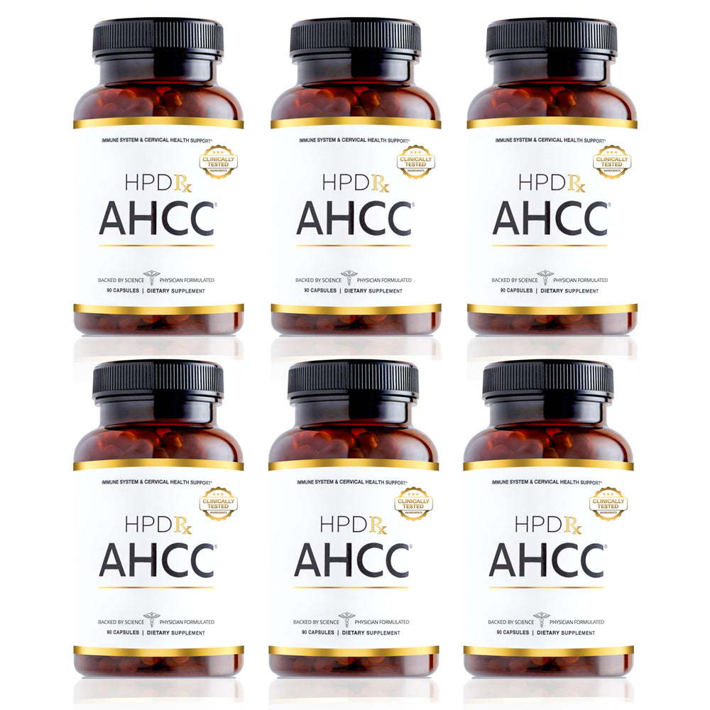 HPD Rx AHCC and shiitake bottle for daily immune support and easy routine.