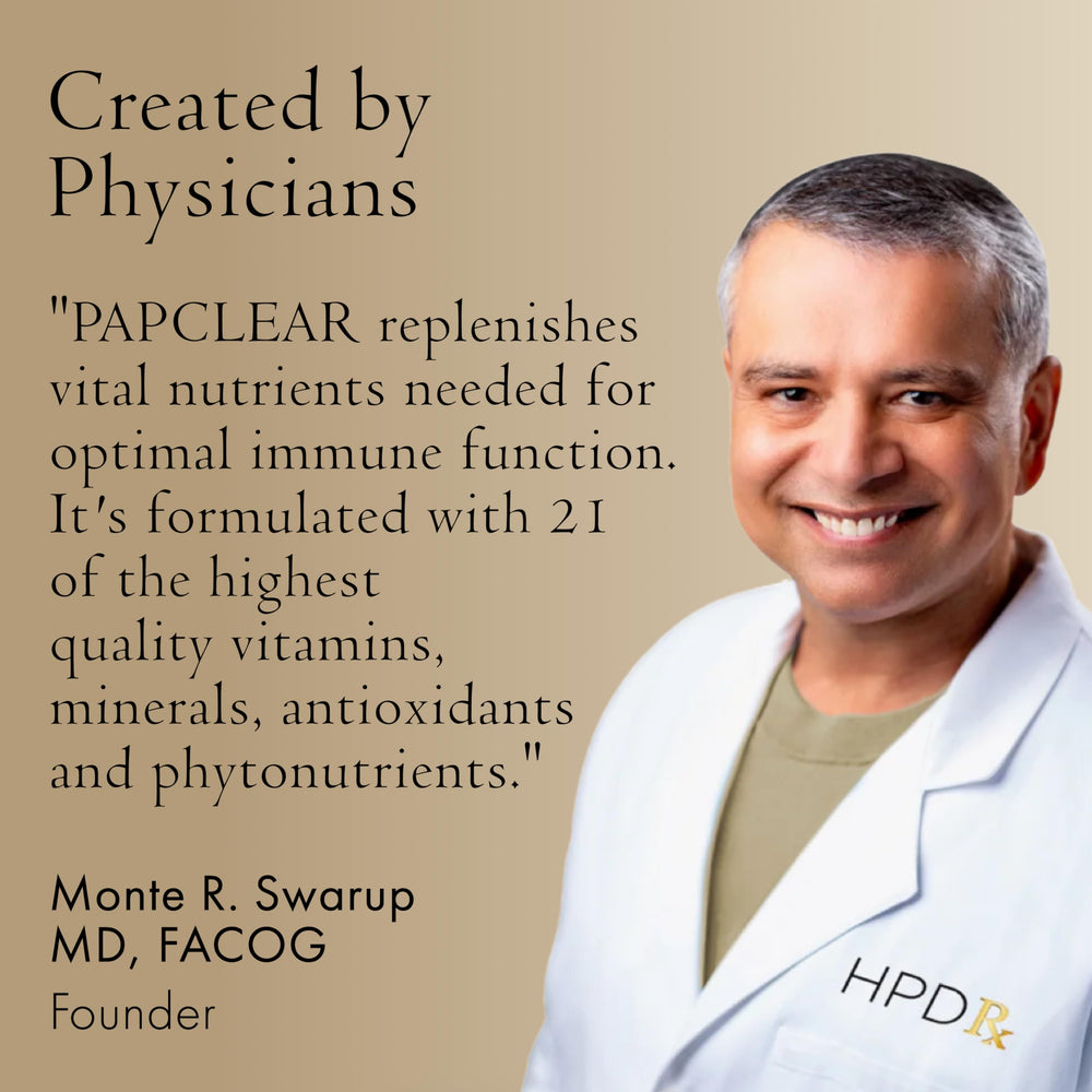 HPD Rx PAPCLEAR ingredients glimpse with shiitake, lycopene, and greens