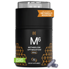 HPN M(6) fat burner bottle showing sleek packaging for metabolic support and clean energy.