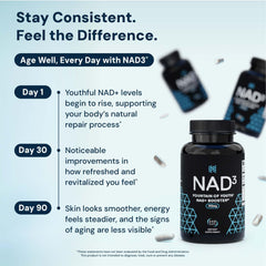 HPN NAD3 bottle on desk, part of a simple daily wellness routine