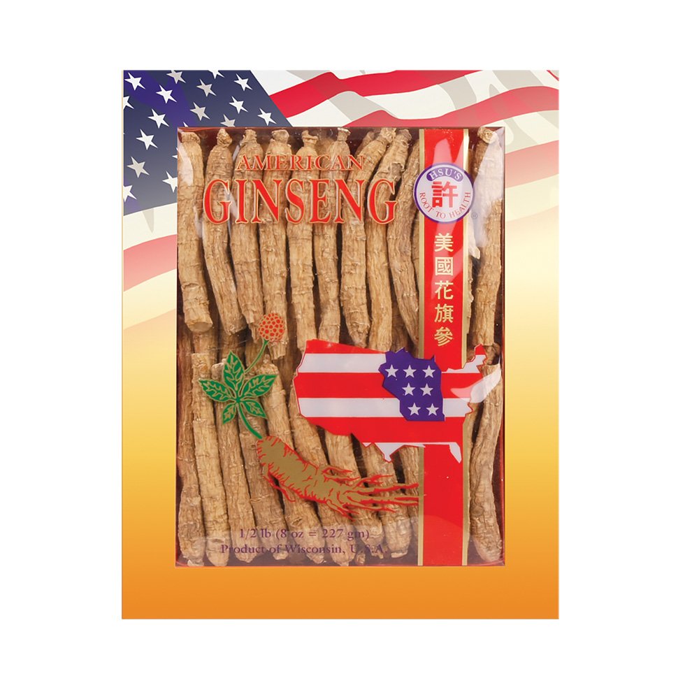 Hsu's American ginseng roots 8 oz box, ready for tea or broth.