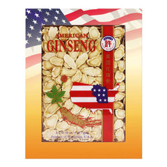 Hsu's American Ginseng Slices box front showing premium Wisconsin roots and inviting aroma.