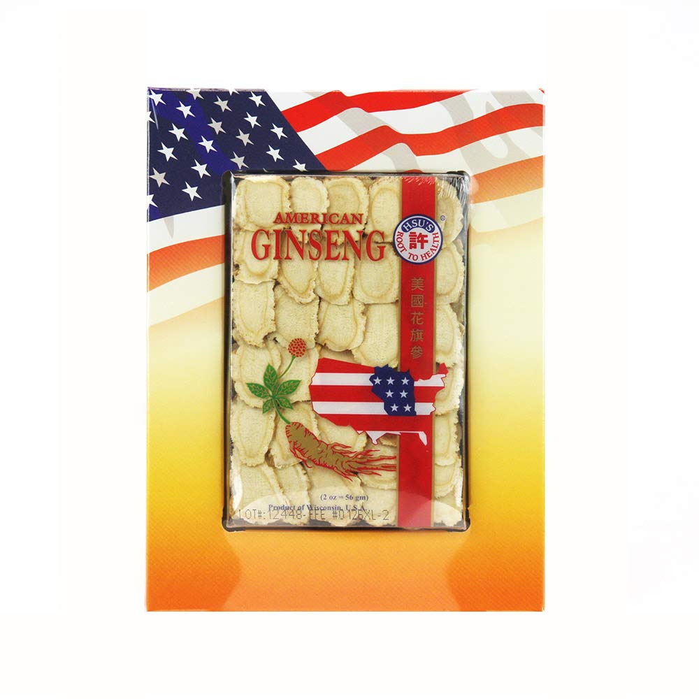 Hsu's American ginseng slices, extra-large top layer, ideal for tea and infusions.