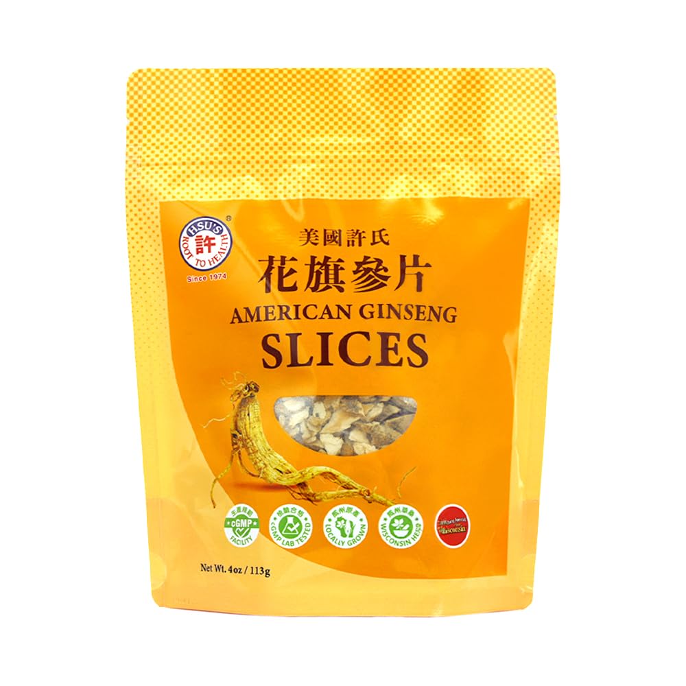 Hsu's American Ginseng slices in tray packaging inside a sturdy box