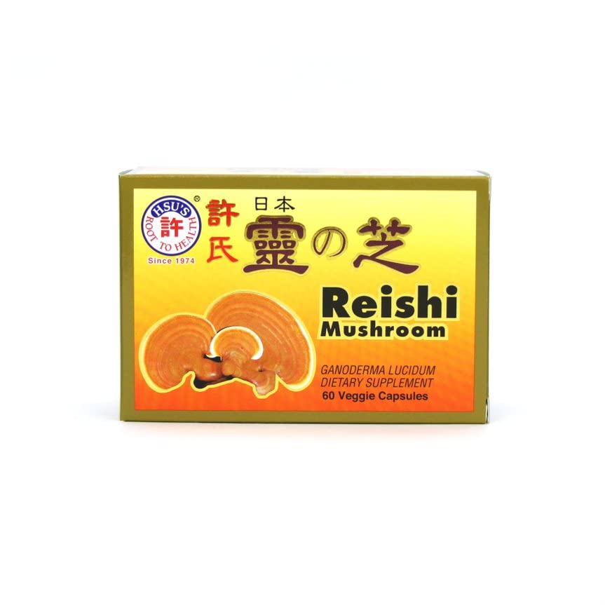 Hsu's Ginseng Reishi capsules closeup shows smooth capsules for daily routines