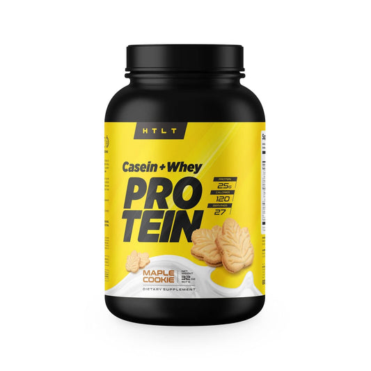 HTLT Casein + Whey protein blend with rich maple flavor for a creamy shake.