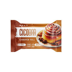 HTLT CICOBAR Cinnamon Roll packaging, a convenient on-the-go protein snack.