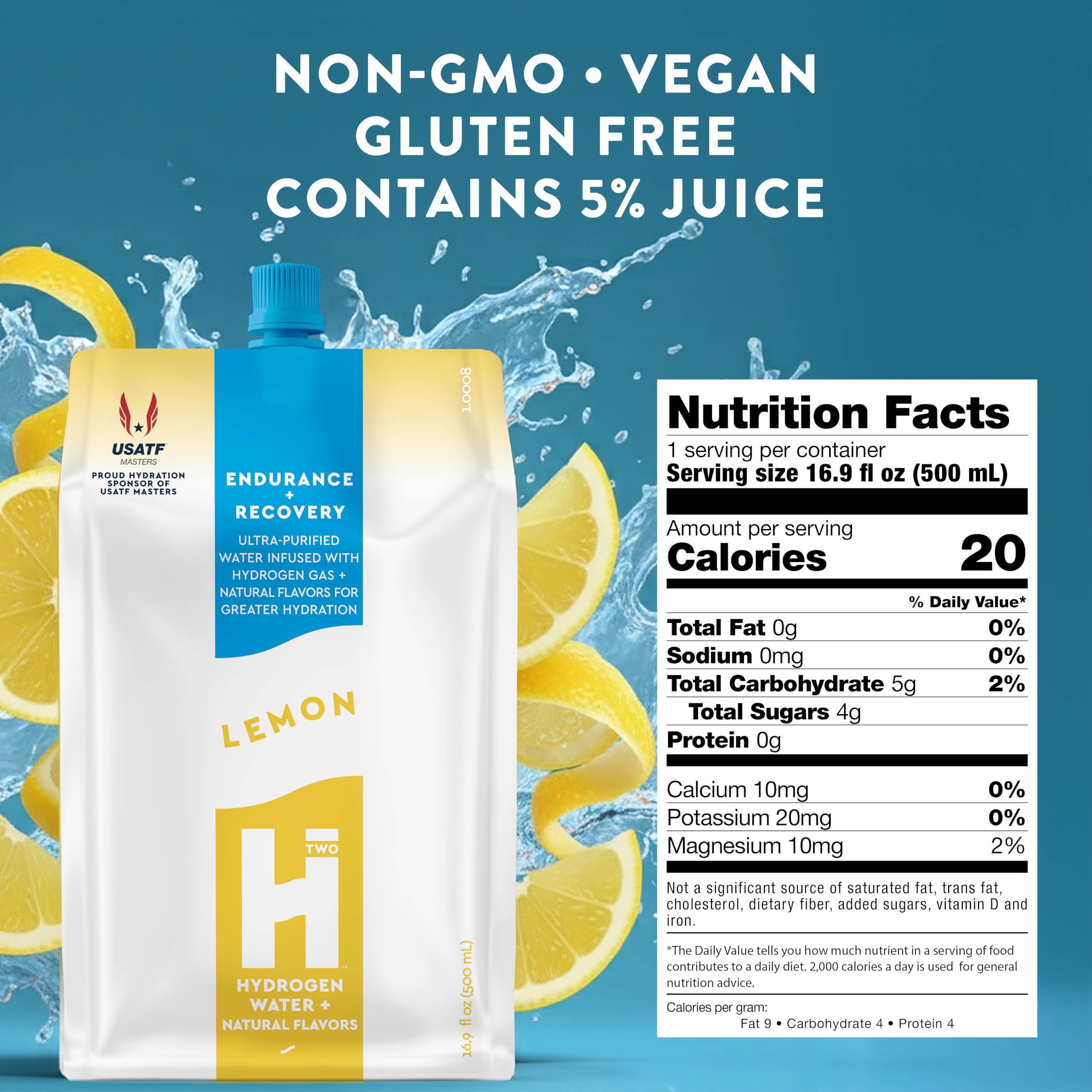 HTWO lemon hydrogen water in a 6-pack for everyday wellness.