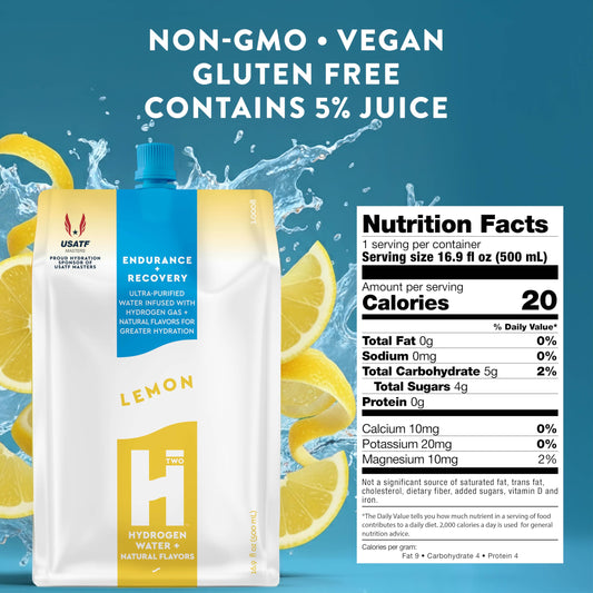 HTWO lemon hydrogen water in a 6-pack for everyday wellness.