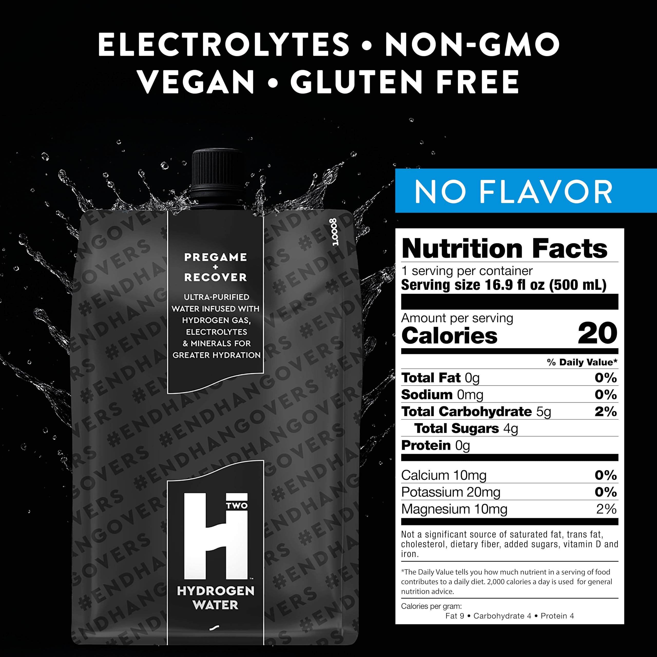 HTWO Nightlyfe unsweetened hydration, clean and sugar-free