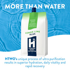 HTWO Plus 6-pack display demonstrates convenient ready-to-drink hydration.