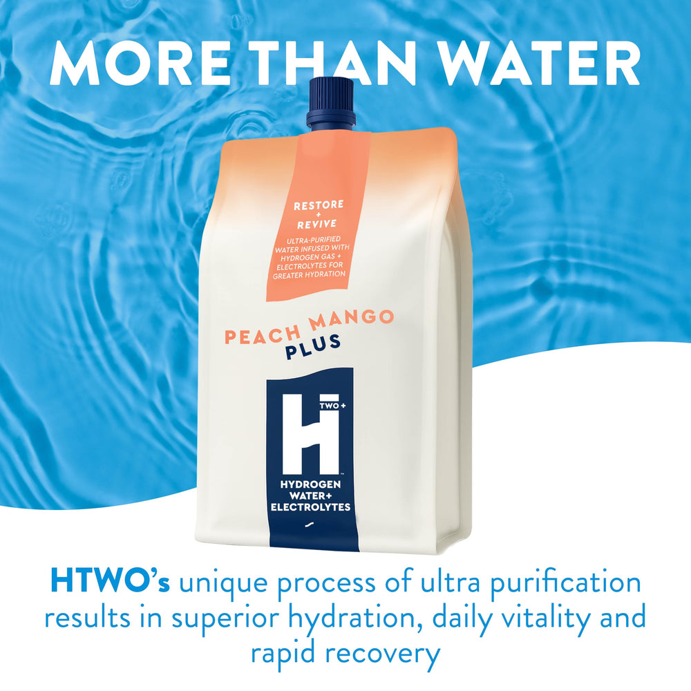 HTWO Plus electrolytes hydration graphic emphasizes steady performance.