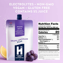 HTWO Plus Grape Lemonade pouch open for on-the-go hydration