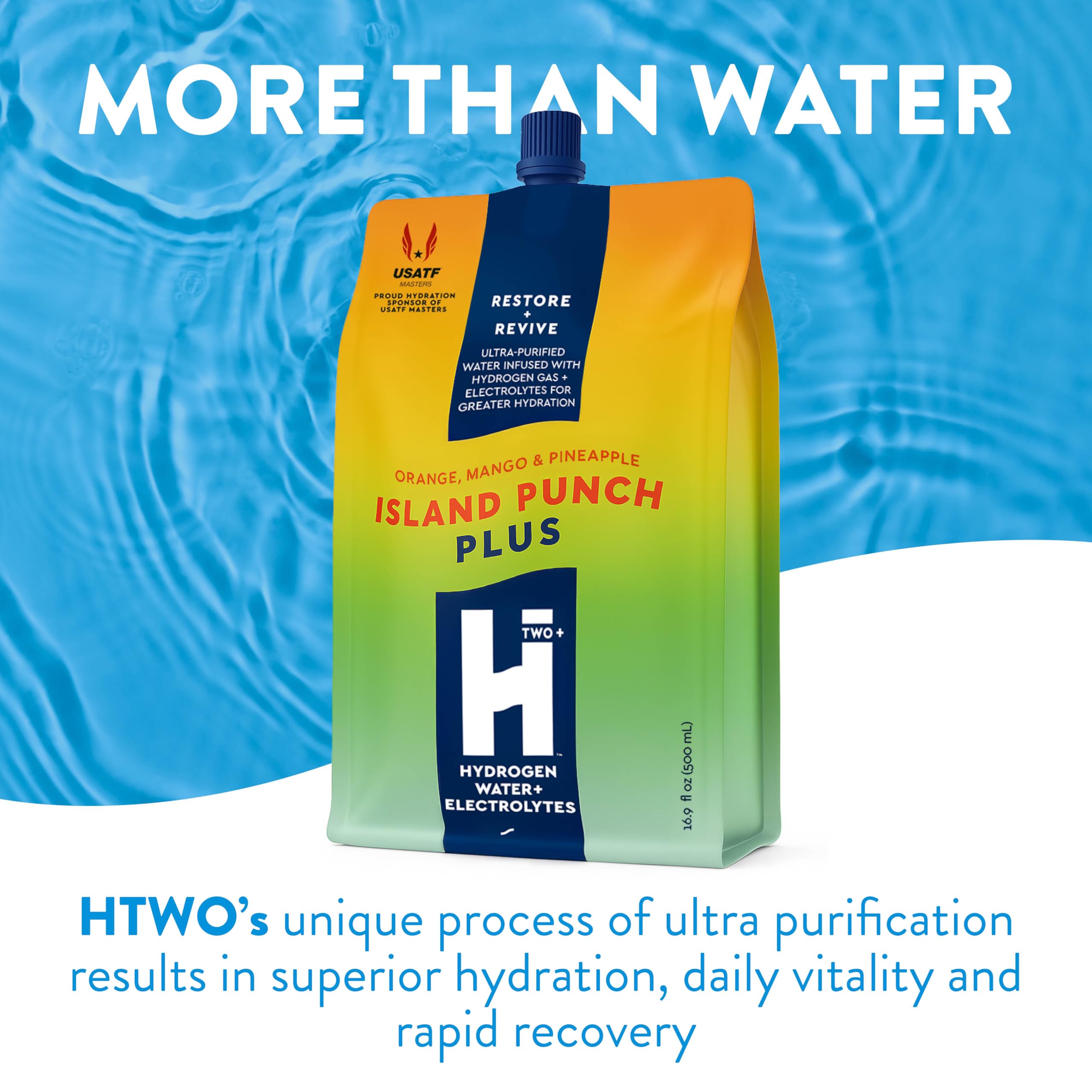HTWO Plus Island Punch pour shot demonstrates quick flavor-mix hydration