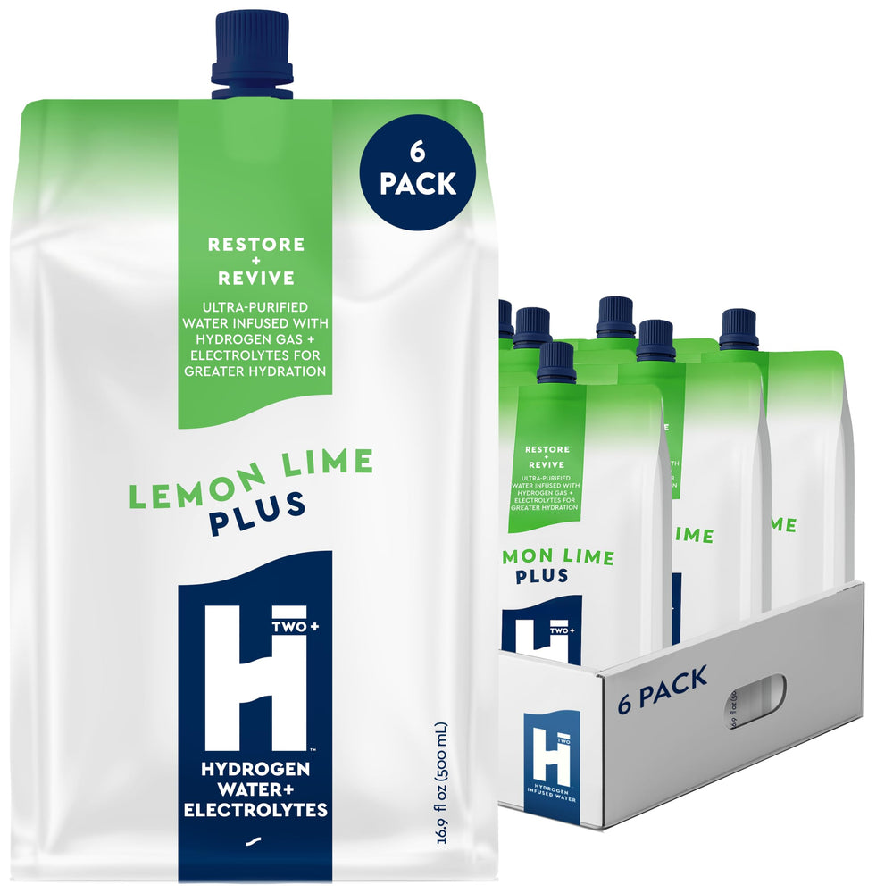 HTWO Plus lemon-lime pouch for on-the-go hydration with electrolytes.
