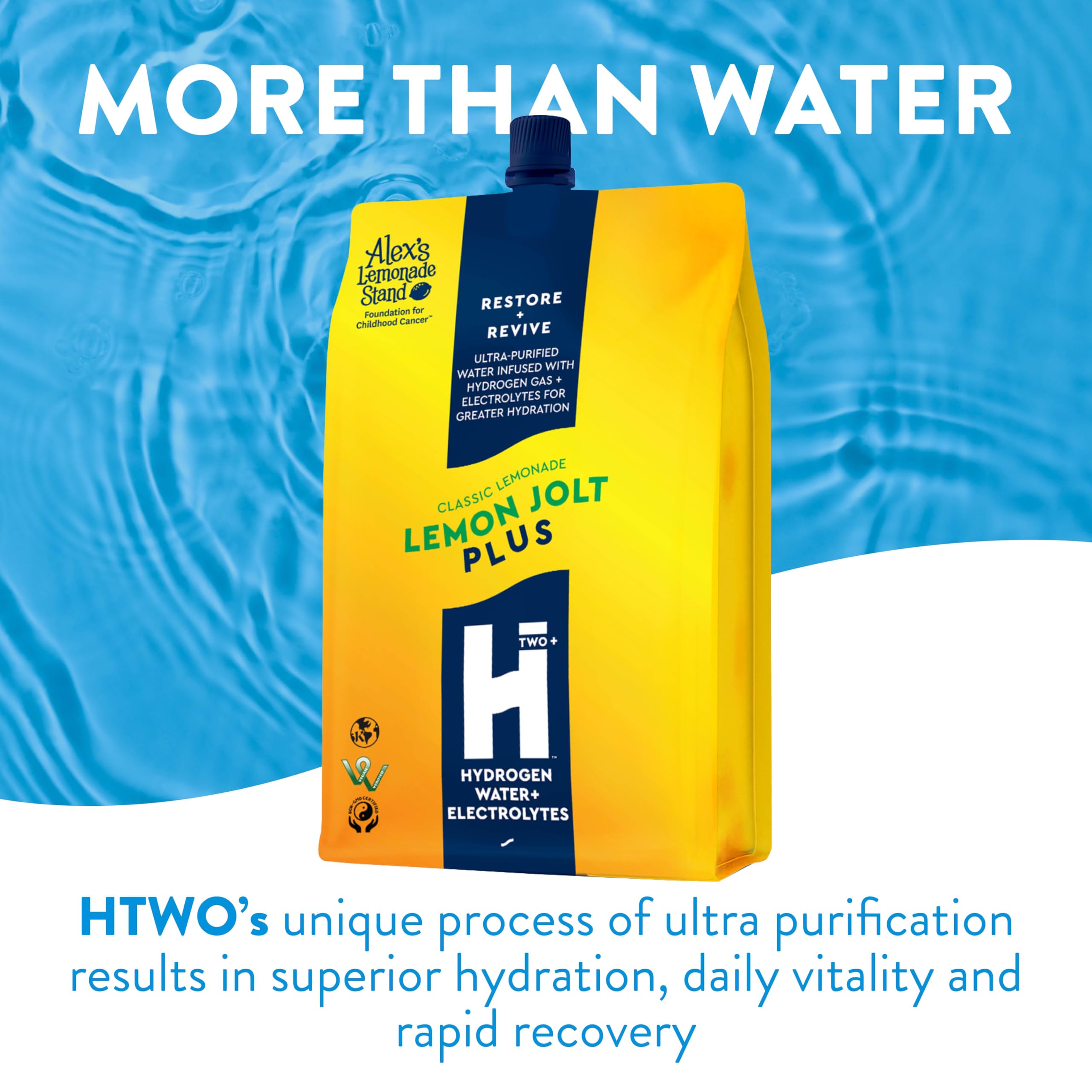 HTWO Plus Lemonade bottle pour illustrating easy serving during workouts