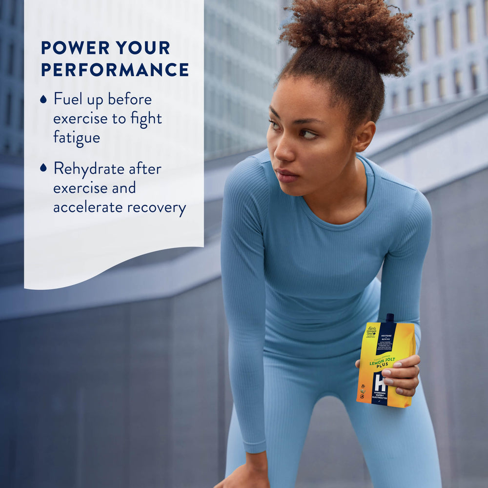 HTWO Plus Lemonade ready-to-drink pouch ready for on-the-go hydration