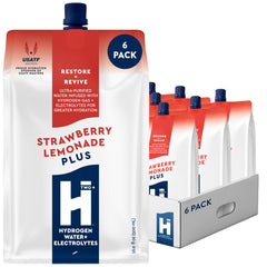 HTWO Plus Strawberry Lemonade bottle showing convenient, sugar-free hydration with electrolytes.