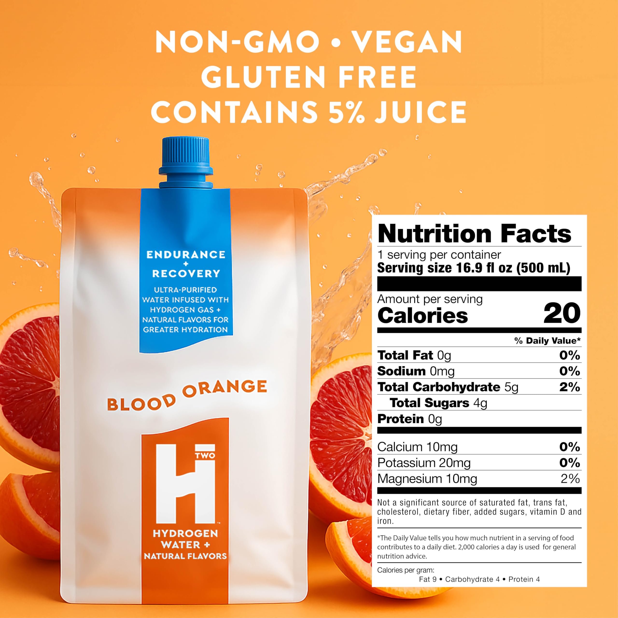 HTWO bottle with blood orange flavor ready to pour for easy workouts