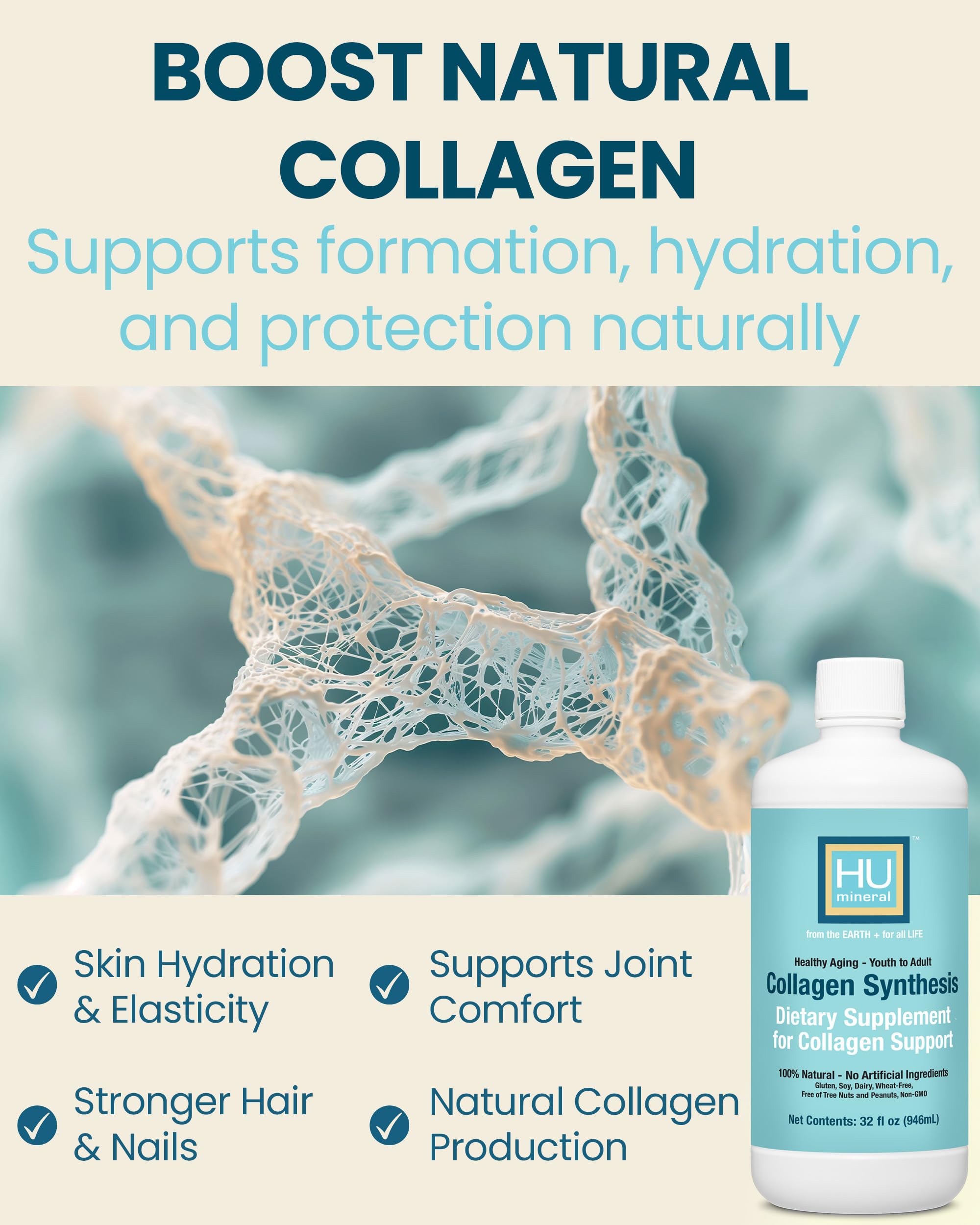 HUmineral Collagen Synthesis pour shows convenient daily intake for hydration.