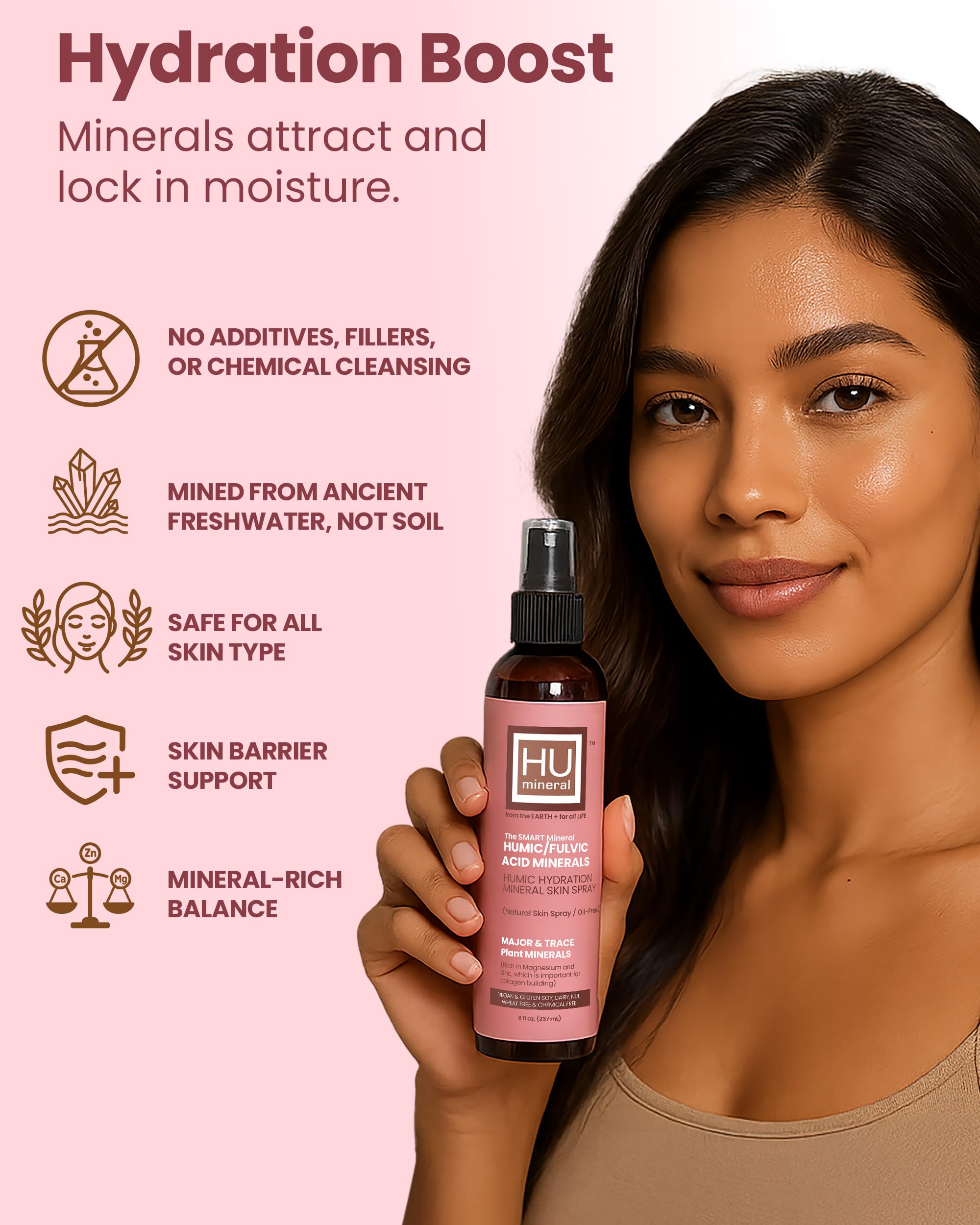 HUmineral Silica and trace minerals blend supports daily skin resilience.