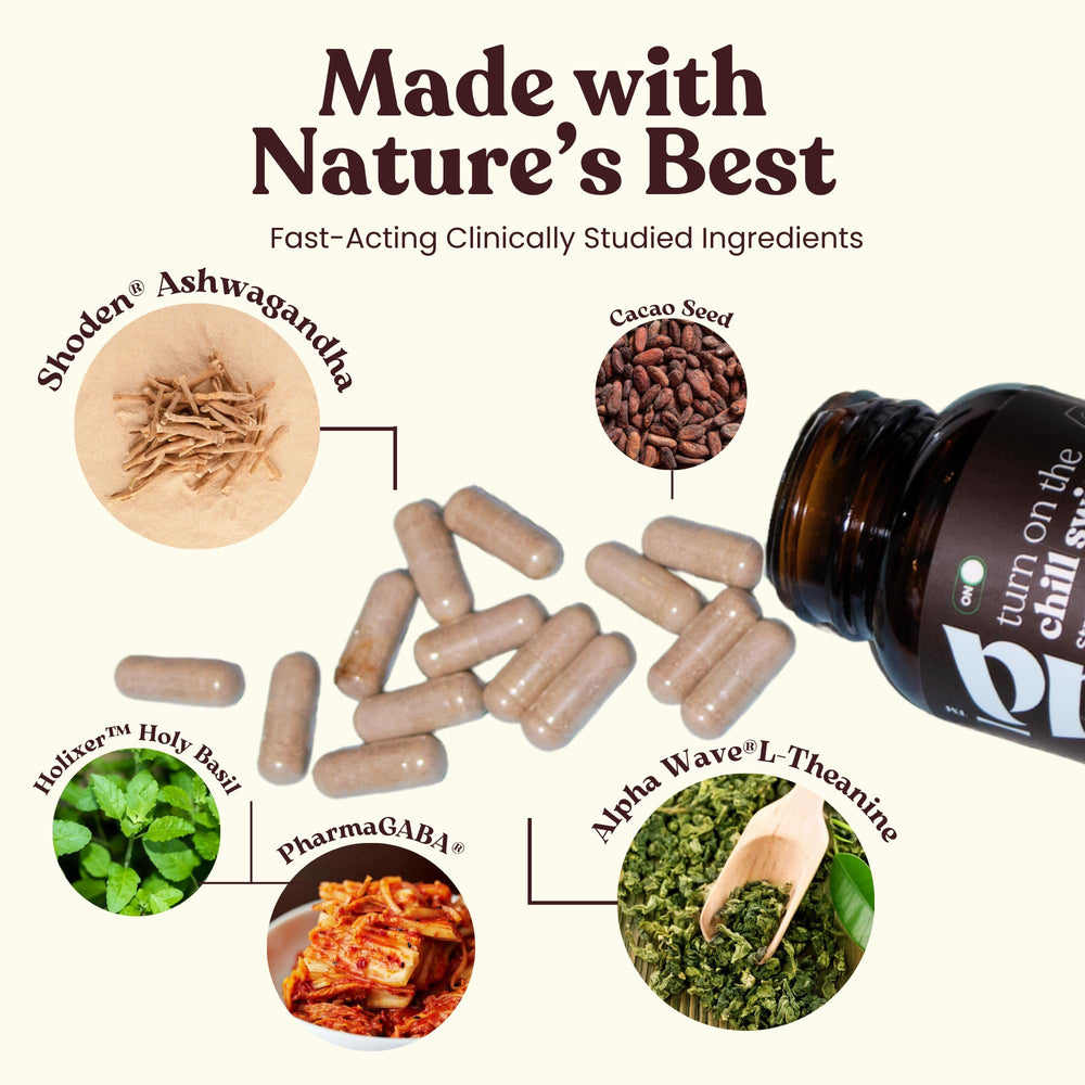 HUA Wellness label featuring Holixer Holy Basil and cortisol balance emphasis.