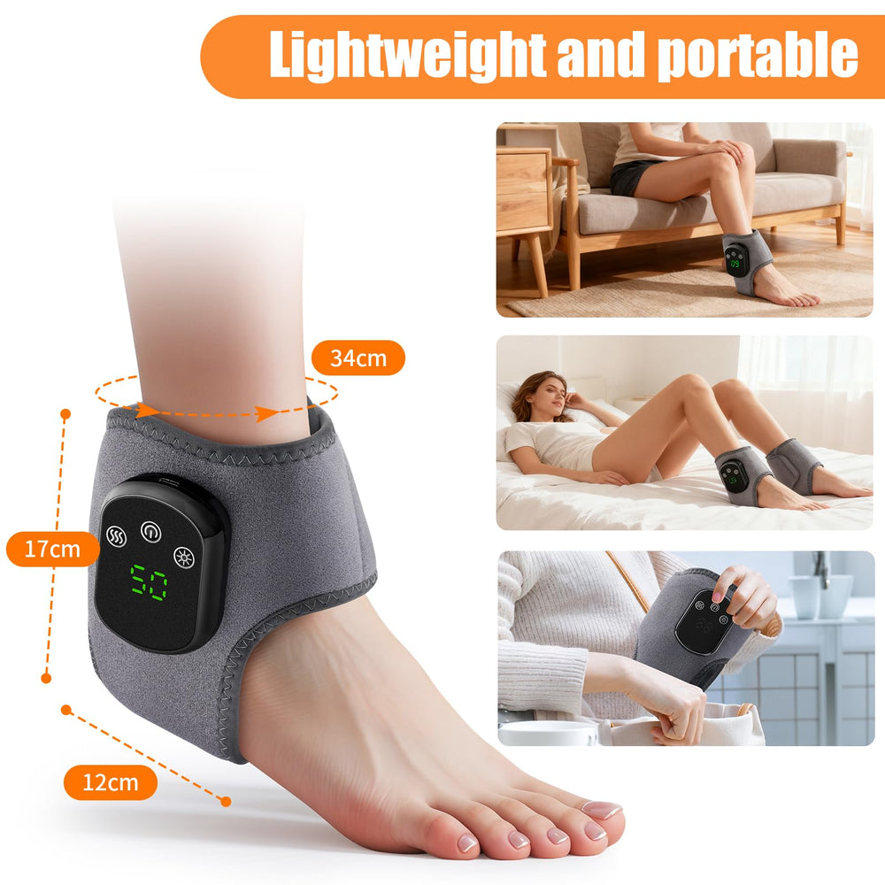 HUAJUN ankle massager rechargeable battery enabling travel-ready power.