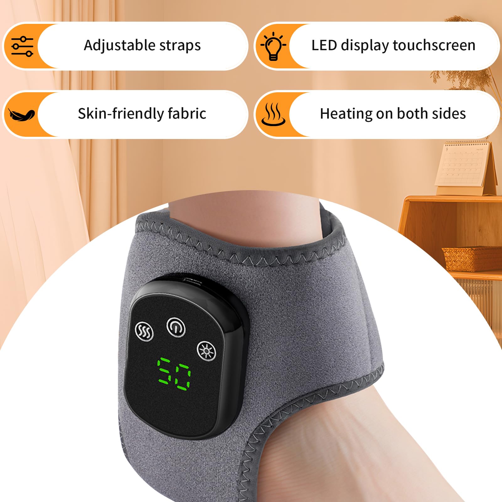 HUAJUN ankle massager smart timer display for safe operation.