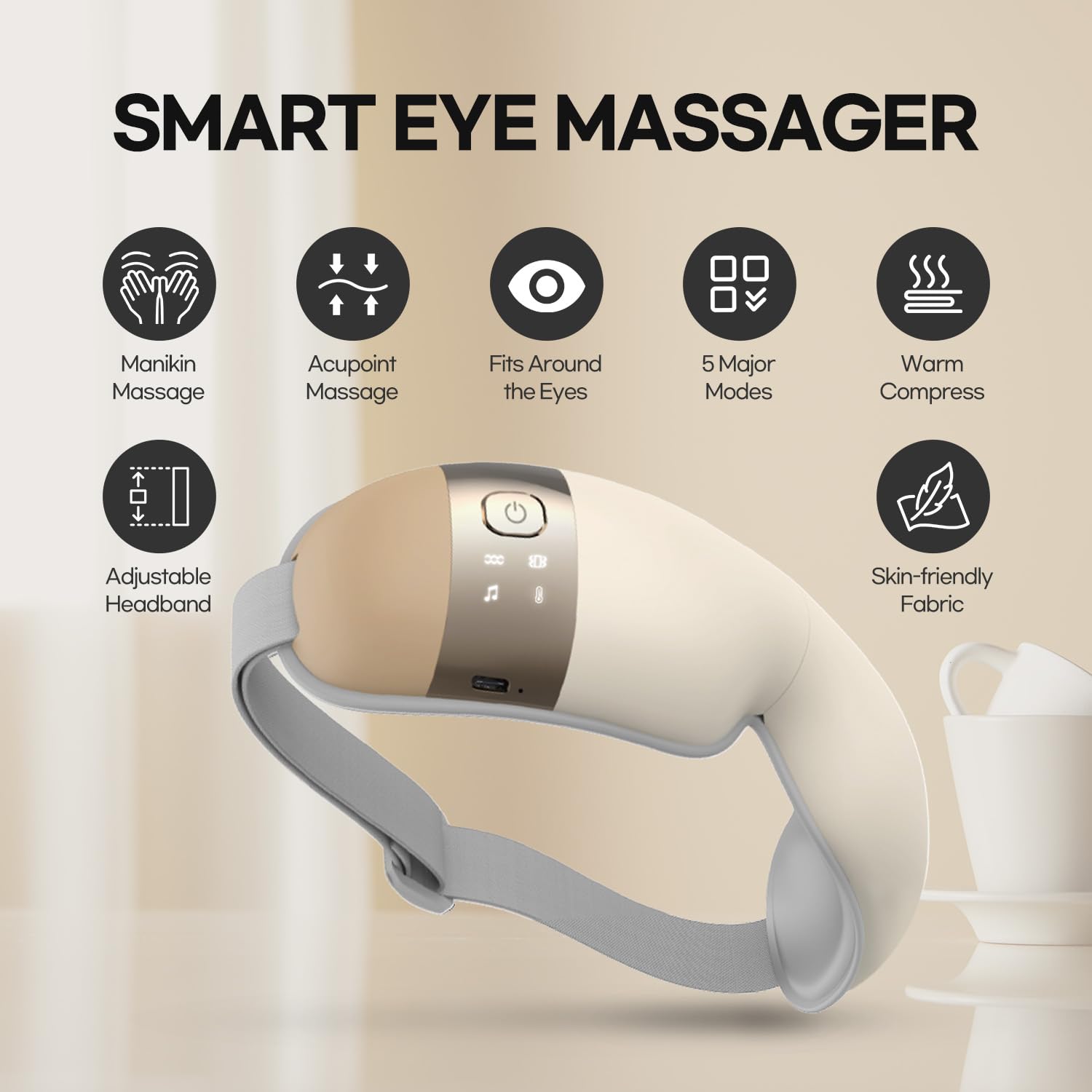 HuBDIC HubiCare Eye Massager beige heating pad for warm comfort