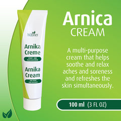 Applying Hübner Arnica Cream to the leg for soothing relief