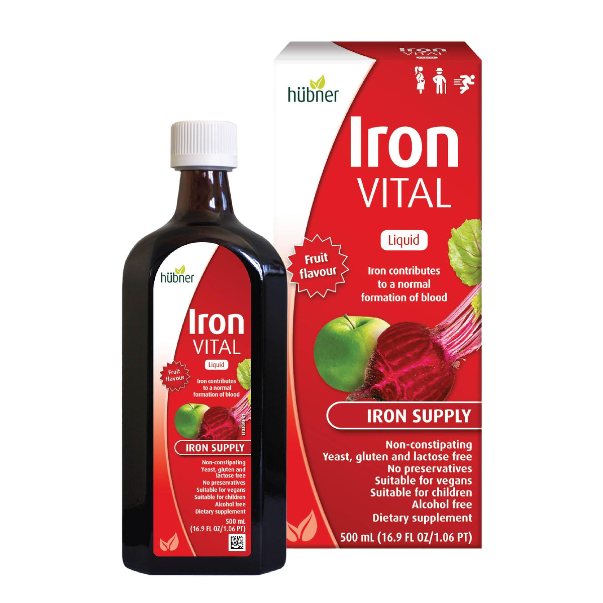 Hubner Iron Vital bottle front view for easy daily iron support