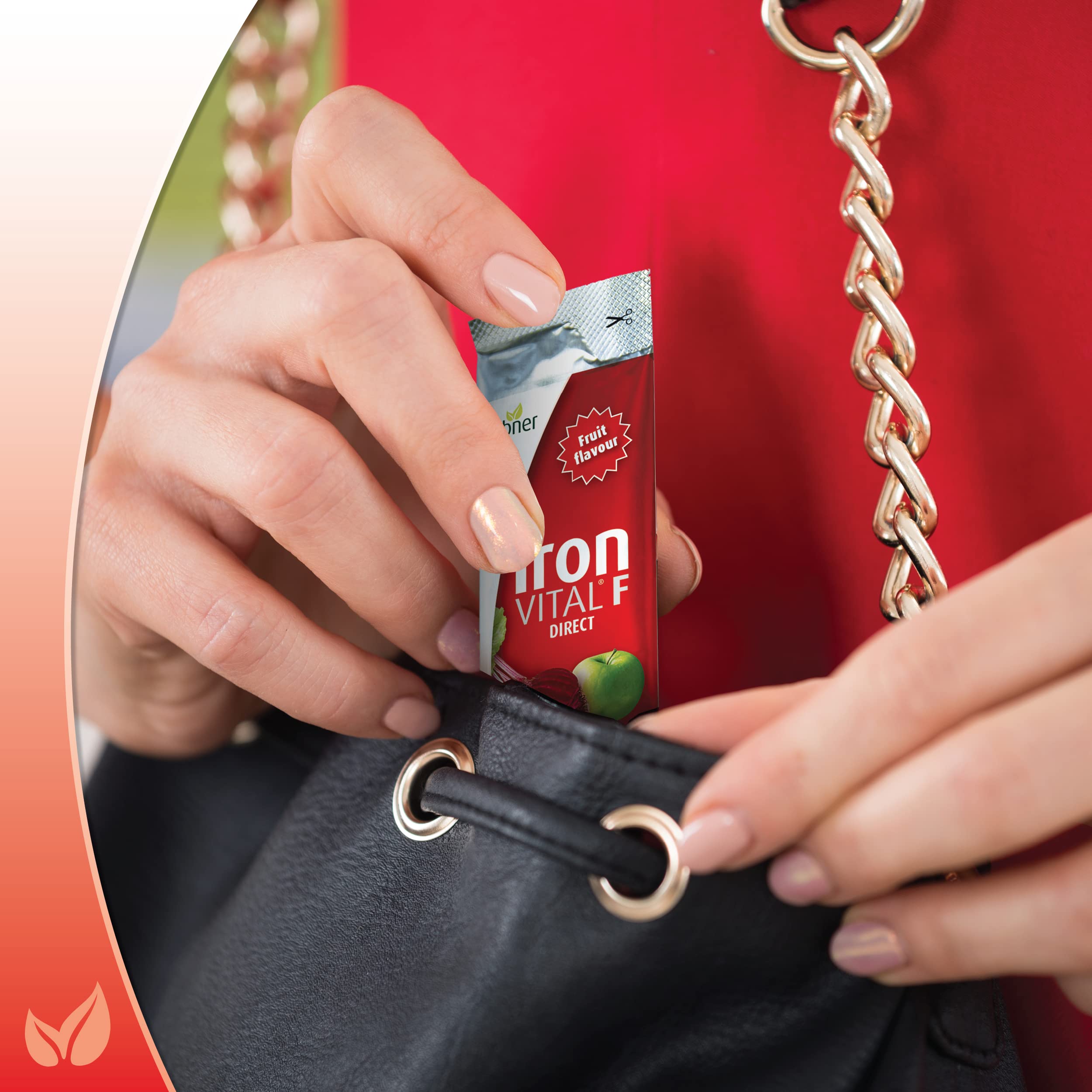 Hübner Iron Vital liquid fruit splash conveys pleasant tasting experience.